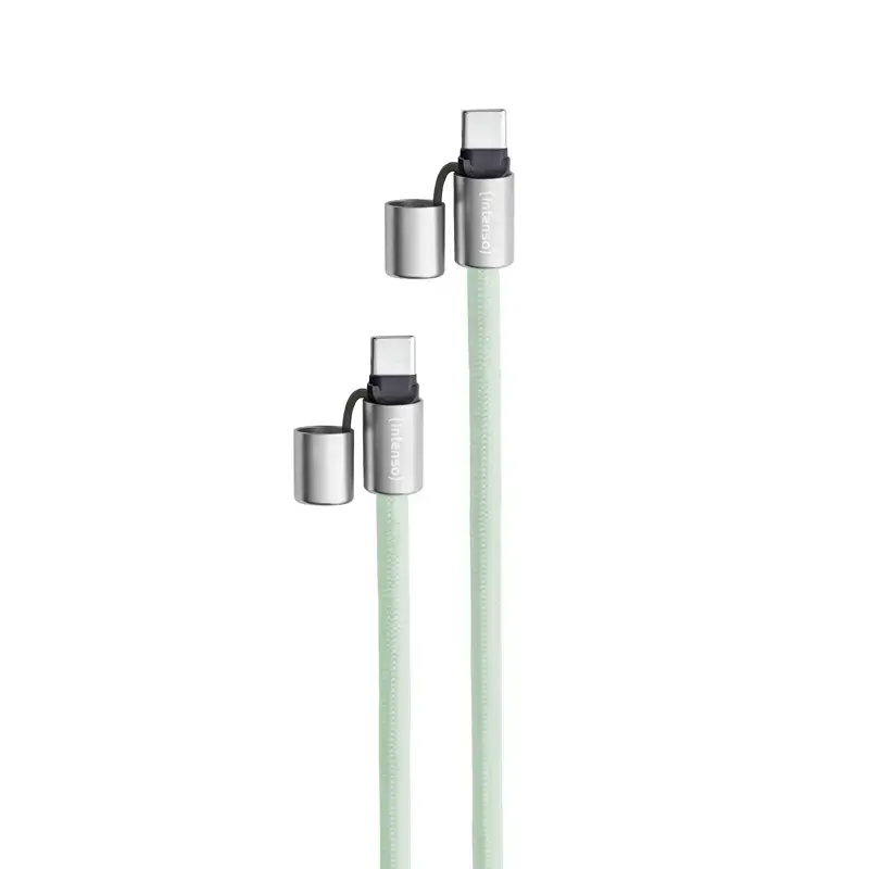 Cabo de carregamento USB-C Intenso com alça para telemóvel, carregamento rápido 60W, comprimento ajustável 1,65m, nylon, verde