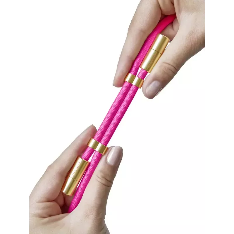 Cabo de carregamento USB-C Intenso com alça para telemóvel, carregamento rápido 60 W, comprimento ajustável 1,65 m, nylon, rosa néon