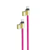 Cabo de carregamento USB-C Intenso com alça para telemóvel, carregamento rápido 60 W, comprimento ajustável 1,65 m, nylon, rosa néon