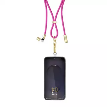 Cabo de carregamento USB-C Intenso com alça para telemóvel, carregamento rápido 60 W, comprimento ajustável 1,65 m, nylon, rosa néon