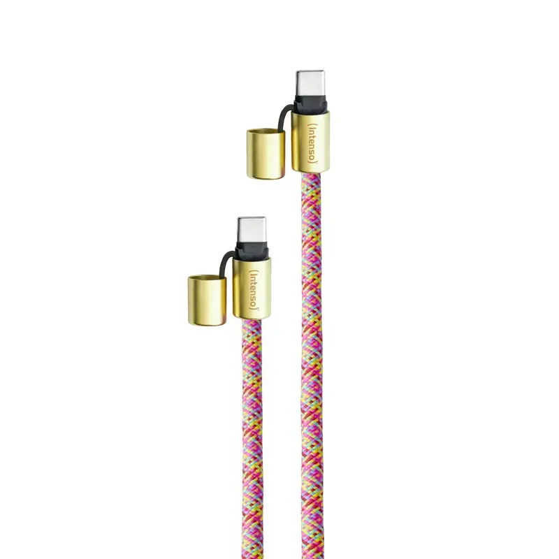Cabo de carregamento USB-C Intenso com alça para telemóvel, carregamento rápido 60 W, comprimento ajustável 1,65 m, nylon, multicolor