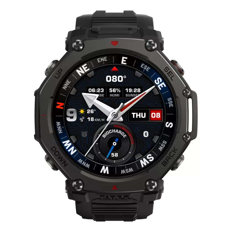Amazfit T-Rex 3 Pro 3,81 cm (1,5 polegadas) AMOLED 48 mm digital 480 x 480 píxeis ecrã tátil preto Wi-Fi GPS (satélite)