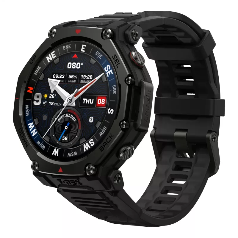 Amazfit T-Rex 3 Pro 3,81 cm (1,5 polegadas) AMOLED 48 mm digital 480 x 480 píxeis ecrã tátil preto Wi-Fi GPS (satélite)
