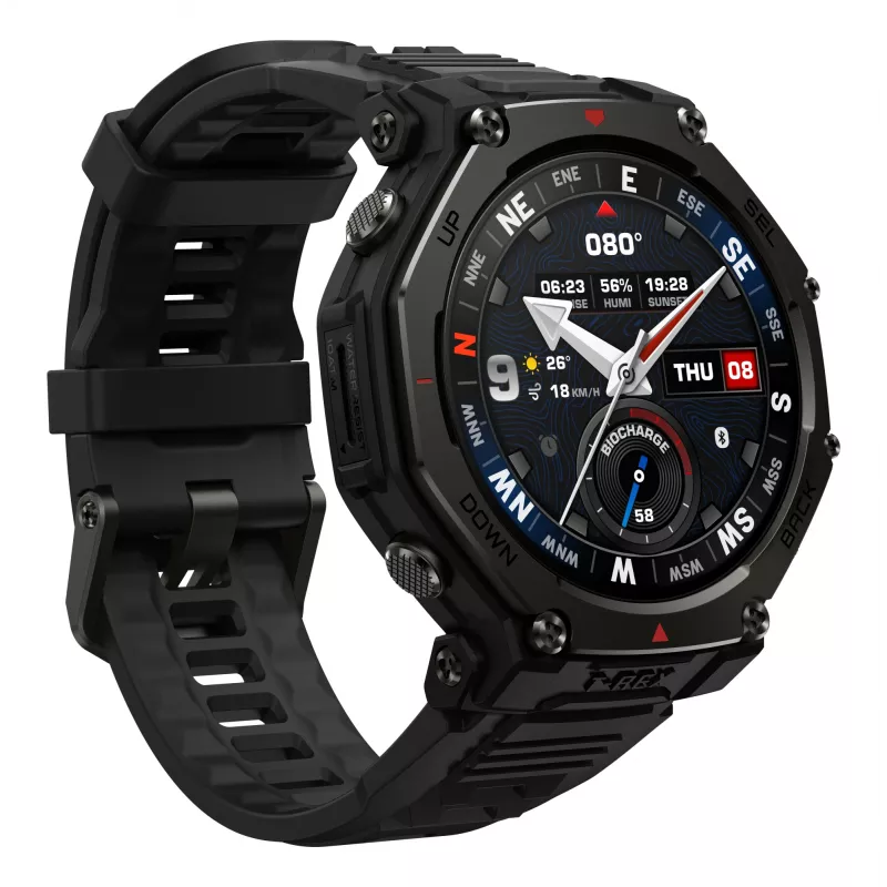 Amazfit T-Rex 3 Pro 3,81 cm (1,5 polegadas) AMOLED 48 mm digital 480 x 480 píxeis ecrã tátil preto Wi-Fi GPS (satélite)