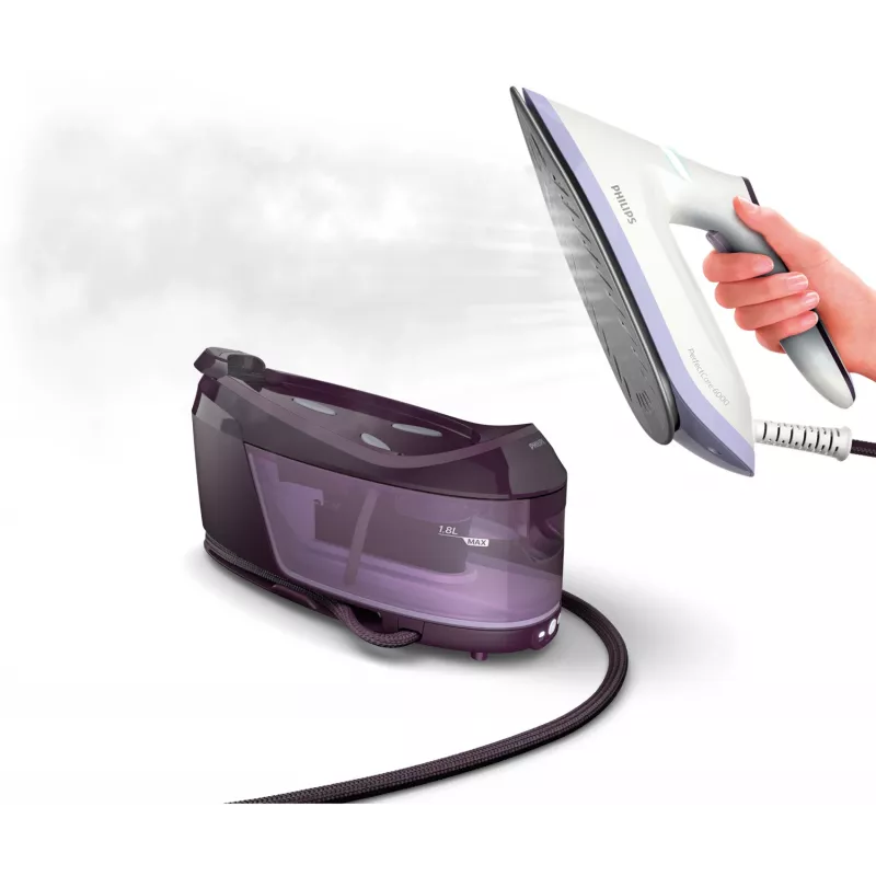 Estação de engomar a vapor Philips PSG6024/30 — 2400 W, golpe de vapor 500 g/min, depósito 1,8 L, base SteamGlide Plus