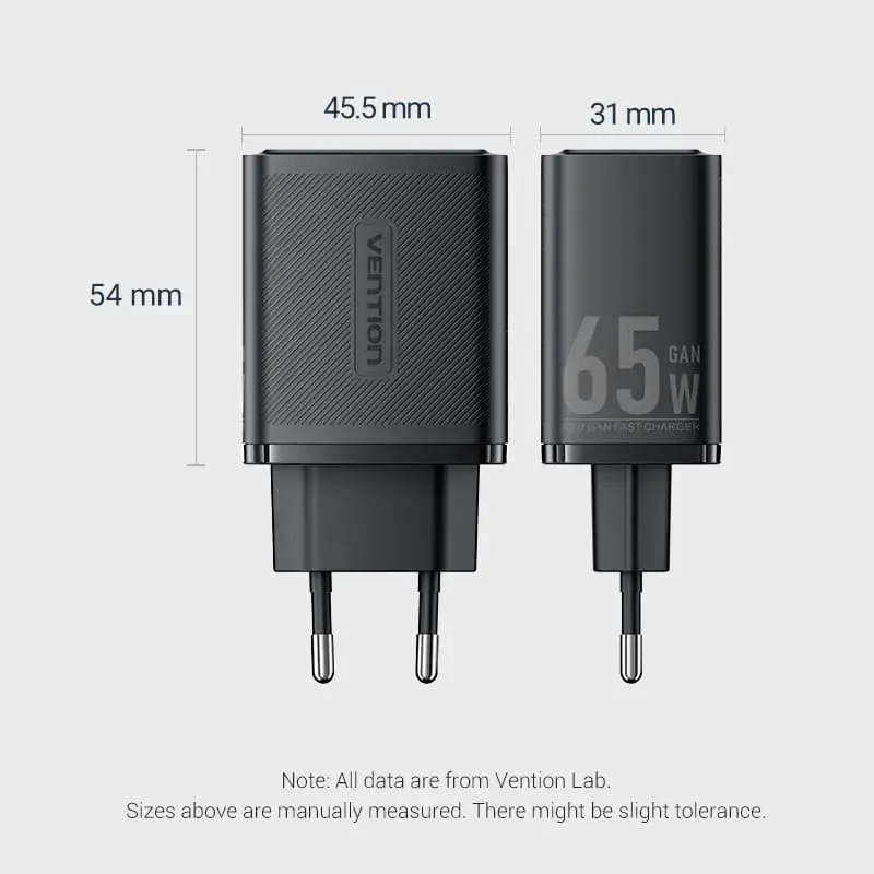 Vention FERW0-EU carregador de parede 65 W, 3 portas USB, branco