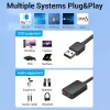Placa de som USB externa Vention 2 portas 0,15 m preto 2.1 canais 16 bits