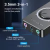 Adaptador de som estéreo externo USB 2.0 Vention com controlo de volume 0,15 m preto ABS