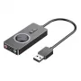 Adaptador de som estéreo externo USB 2.0 Vention com controlo de volume 0,15 m preto ABS