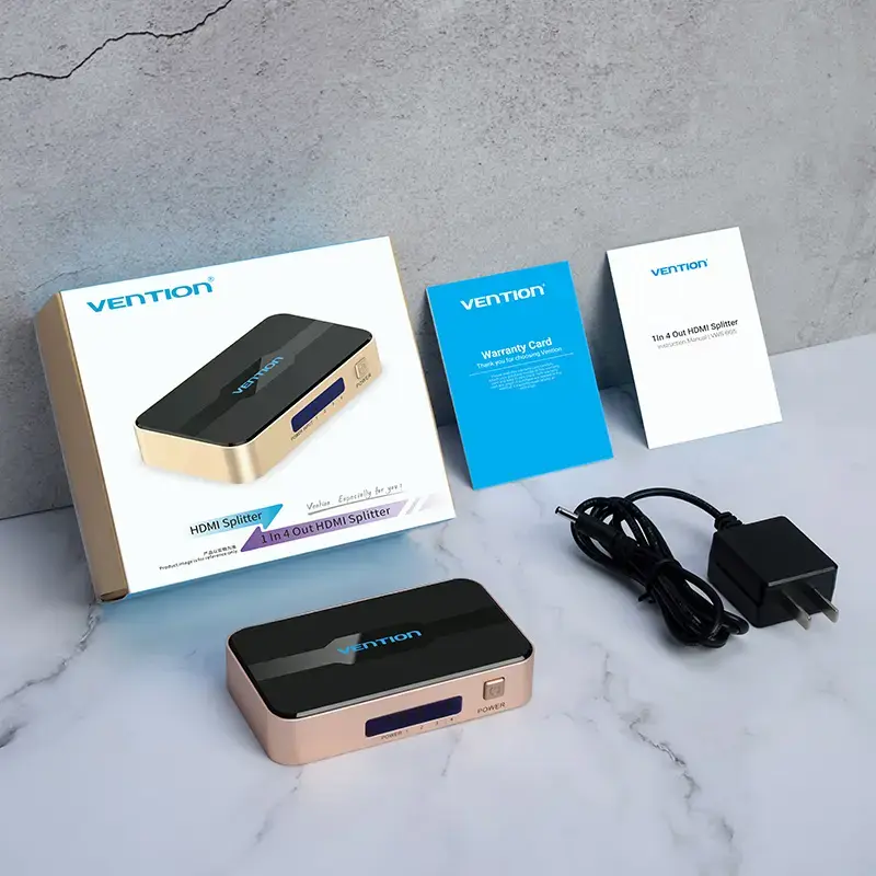 Splitter HDMI Vention 1 entrada 4 saídas 4K@30Hz dourado liga de alumínio