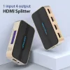Splitter HDMI Vention 1 entrada 4 saídas 4K@30Hz dourado liga de alumínio