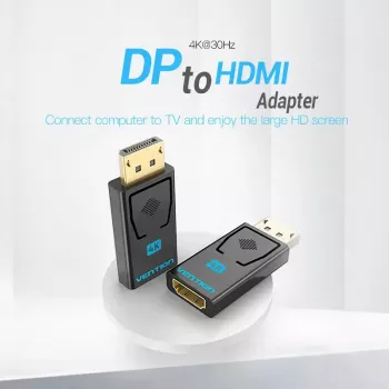 Adaptador Vention DisplayPort macho para HDMI fêmea preto DP HDMI com banho de ouro
