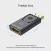 Adaptador Vention DisplayPort macho para HDMI fêmea preto DP HDMI com banho de ouro