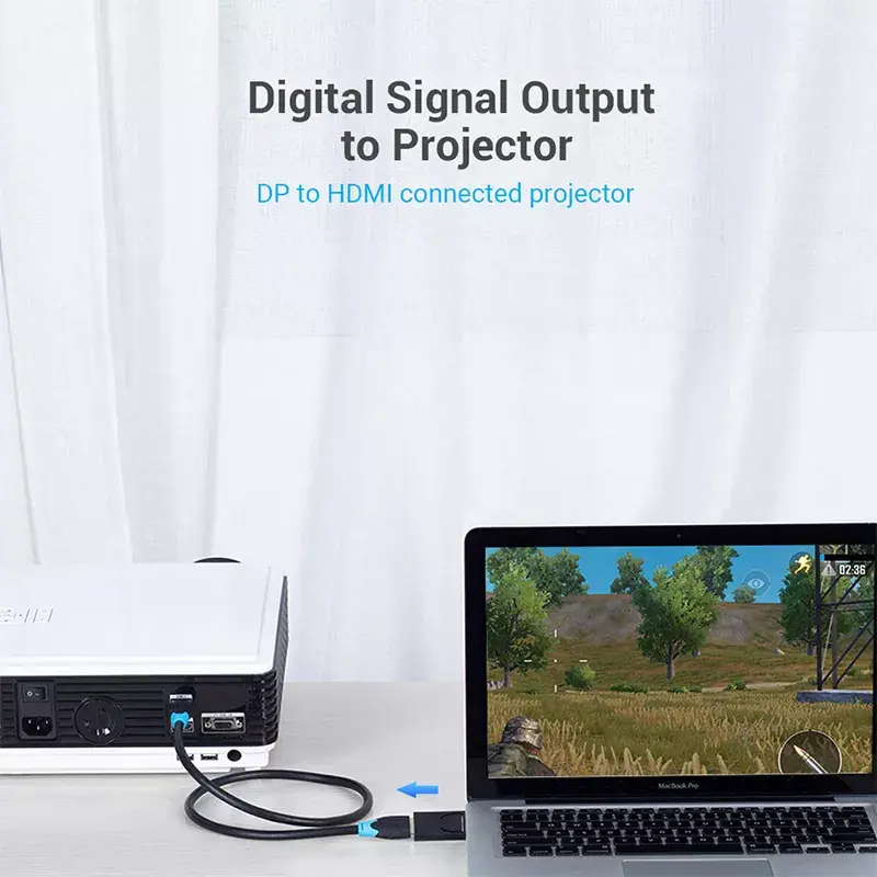 Adaptador DisplayPort para HDMI Vention HBKB0 – DP macho para HDMI fêmea, preto, contactos banhados a ouro