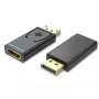 Adaptador DisplayPort para HDMI Vention HBKB0 – DP macho para HDMI fêmea, preto, contactos banhados a ouro
