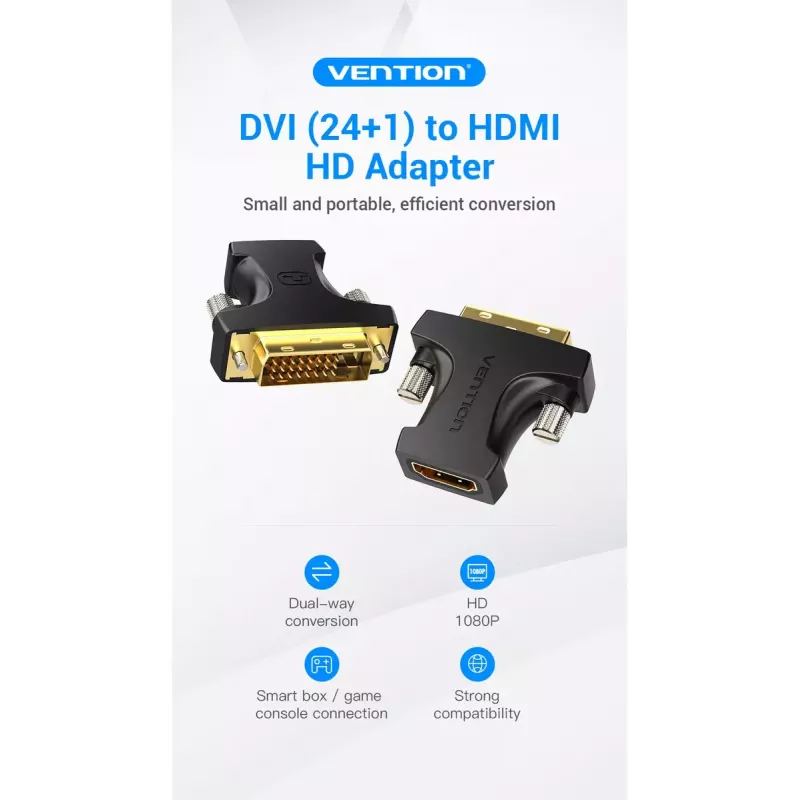 Adaptador Vention HDMI fêmea para DVI macho preto 1920x1080 60Hz