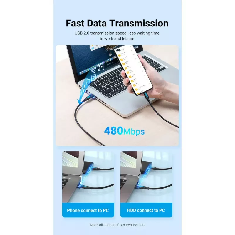 Adaptador USB Vention CDWB0 USB 2.0 macho para USB-C fêmea preto PVC