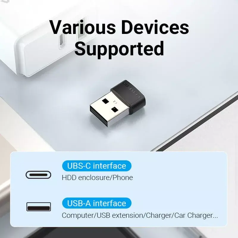 Adaptador USB Vention CDWB0 USB 2.0 macho para USB-C fêmea preto PVC