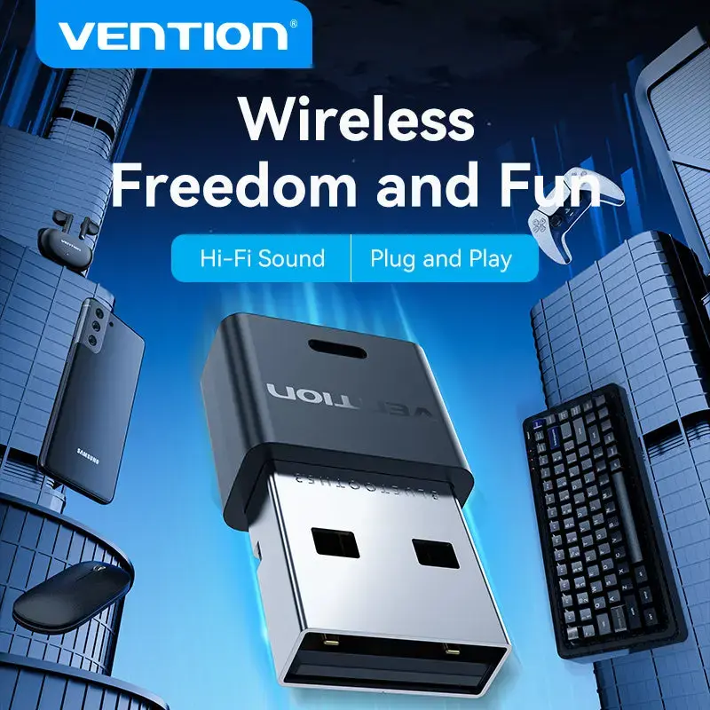 Adaptador de rede USB Bluetooth Vention NAHB0 — host USB sem fios, interface Bluetooth, preto