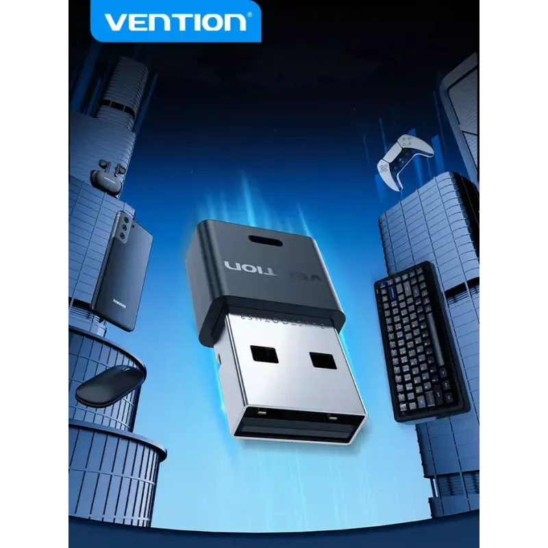 Adaptador de rede USB Bluetooth Vention NAHB0 — host USB sem fios, interface Bluetooth, preto