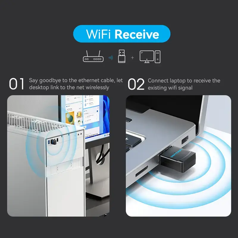 Vention KDSB0 adaptador Wi-Fi USB, dual band 2,4G/5G