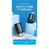 Adaptador OTG Vention USB-C para USB 3.0 CDUB0 — USB-C macho para USB-A fêmea, preto PVC, contactos niquelados