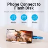 Adaptador OTG Vention USB-C para USB 3.0 CDUB0 — USB-C macho para USB-A fêmea, preto PVC, contactos niquelados