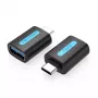 Adaptador OTG Vention USB-C para USB 3.0 CDUB0 — USB-C macho para USB-A fêmea, preto PVC, contactos niquelados