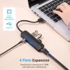 Hub USB 2.0 Vention 3 portas com adaptador Ethernet 100M, host USB 2.0, 4 portas, preto