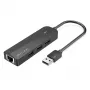 Hub USB 2.0 Vention 3 portas com adaptador Ethernet 100M, host USB 2.0, 4 portas, preto