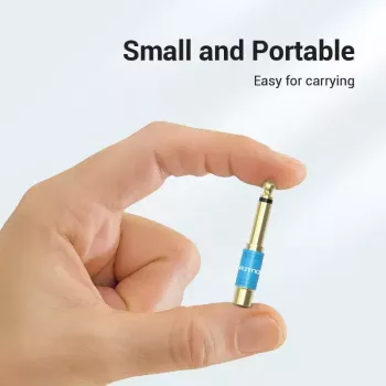 Adaptador de áudio Vention VDD-C03 — 6,5 mm (macho) para RCA (fêmea), contactos banhados a ouro, azul