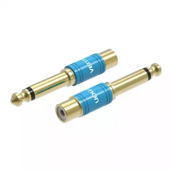 Adaptador de áudio Vention VDD-C03 — 6,5 mm (macho) para RCA (fêmea), contactos banhados a ouro, azul