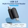 Vention CLGB0 leitor de cartões 2 em 1, USB 3.0 A, SD + TF, letra de unidade dupla, preto