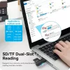 Vention CLGB0 leitor de cartões 2 em 1, USB 3.0 A, SD + TF, letra de unidade dupla, preto