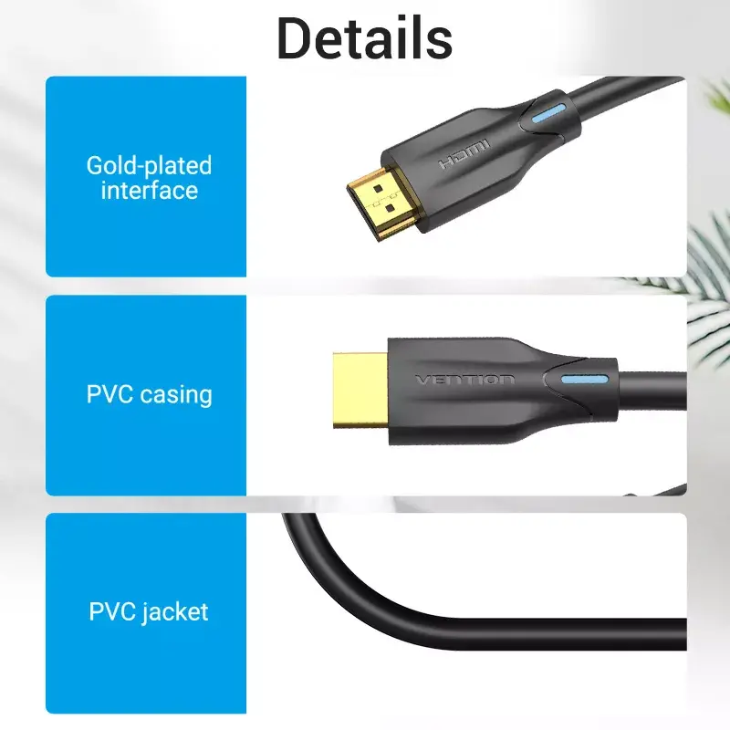 Cabo HDMI 8K Vention 2 m preto 48 Gbit/s HDMI 2.1