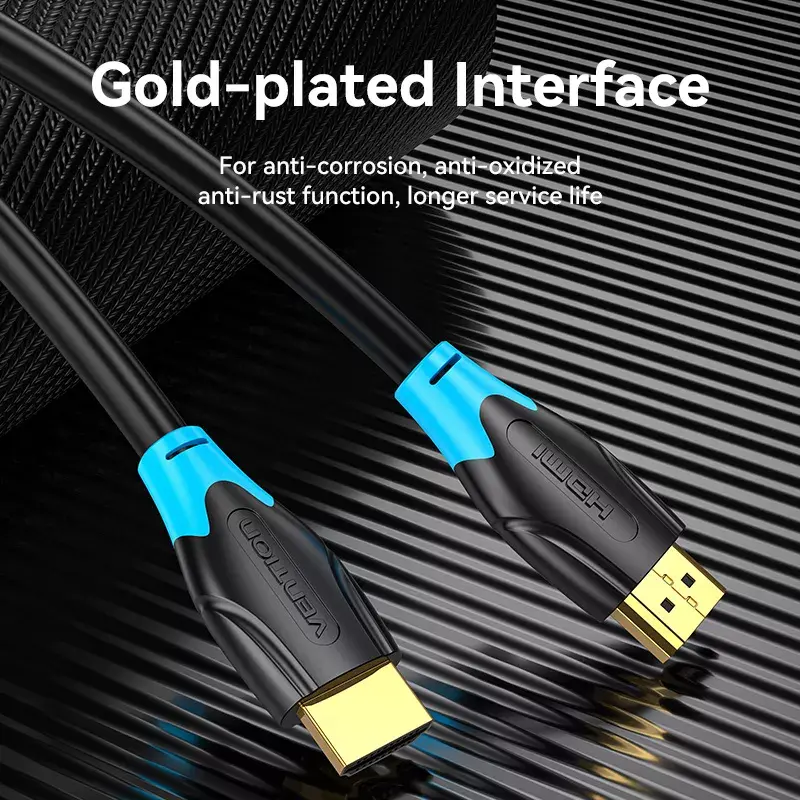 Cabo HDMI Vention 2.0 10 m preto, HDMI tipo A macho-macho, 18 Gbit/s, 4K@60Hz, ARC, HDR