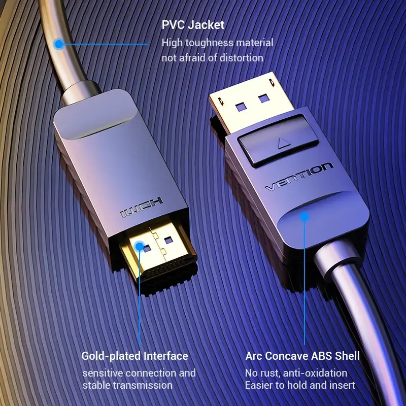 Cabo Vention DP para HDMI 1,5 m preto DisplayPort HDMI 1,5 m