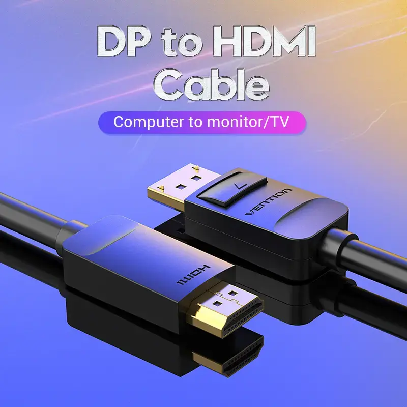 Cabo Vention DP para HDMI 1,5 m preto DisplayPort HDMI 1,5 m