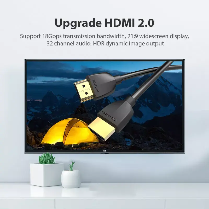 Cabo HDMI portátil Vention 1M preto 2.0 18 Gbit/s