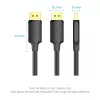 Cabo DisplayPort, macho-macho, Vention, 1,5 m, 4K HD, preto, 6 mm de diâmetro