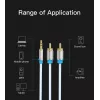 Cabo de áudio Vention 3,5 mm jack para 2×RCA, 1,5 m, alumínio/preto