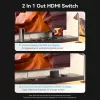 Vention AKPH0 comutador HDMI bidirecional de 2 portas, 8K, liga de alumínio, cinzento