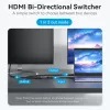 Comutador HDMI bidirecional 2 portas 4K Vention AKOB0 — 3 portas HDMI, 3840×2160@60Hz, ABS, plug and play
