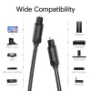 Cabo de fibra ótica Vention 1M preto TOSLINK macho para macho