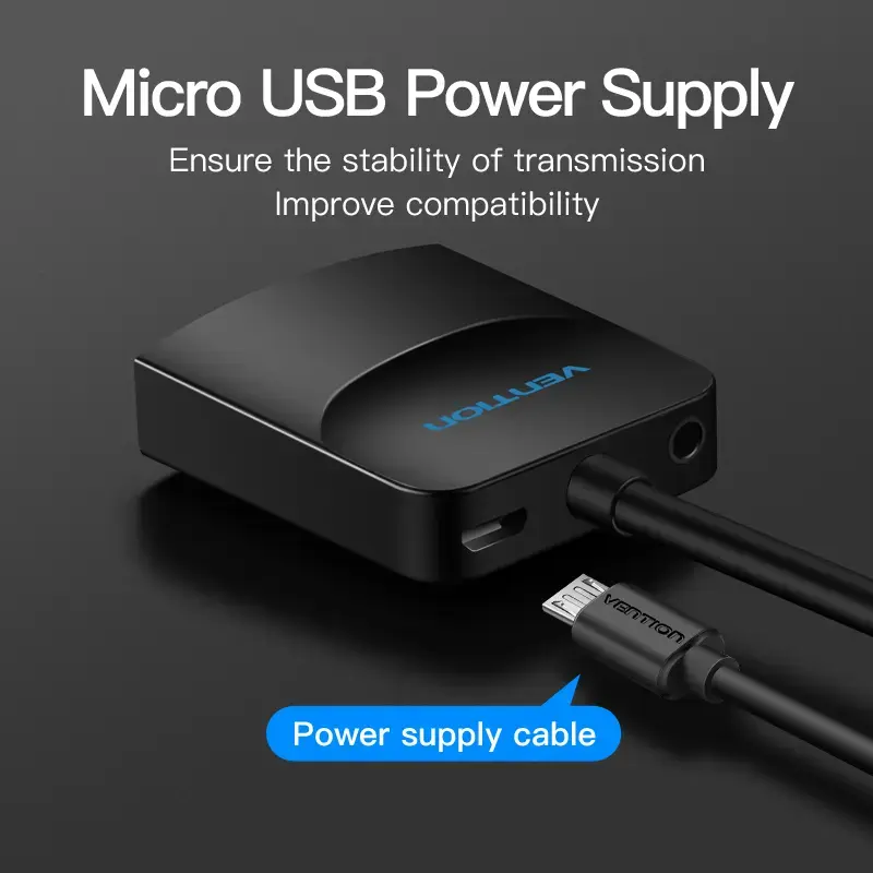 Conversor VGA para HDMI Vention 0,15 m preto VGA HDMI Micro-USB áudio