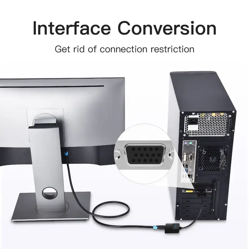 Conversor VGA para HDMI Vention 0,15 m preto VGA HDMI Micro-USB áudio