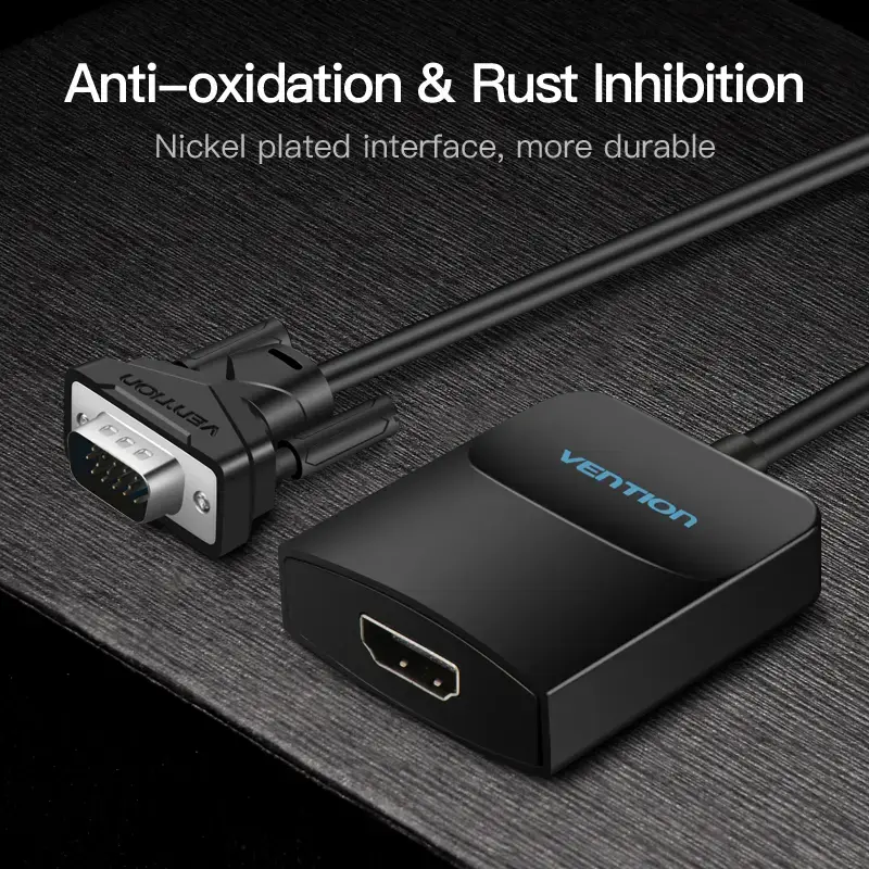 Conversor VGA para HDMI Vention 0,15 m preto VGA HDMI Micro-USB áudio
