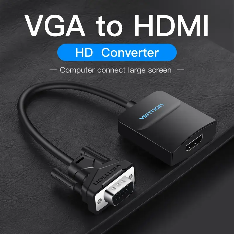 Conversor VGA para HDMI Vention 0,15 m preto VGA HDMI Micro-USB áudio