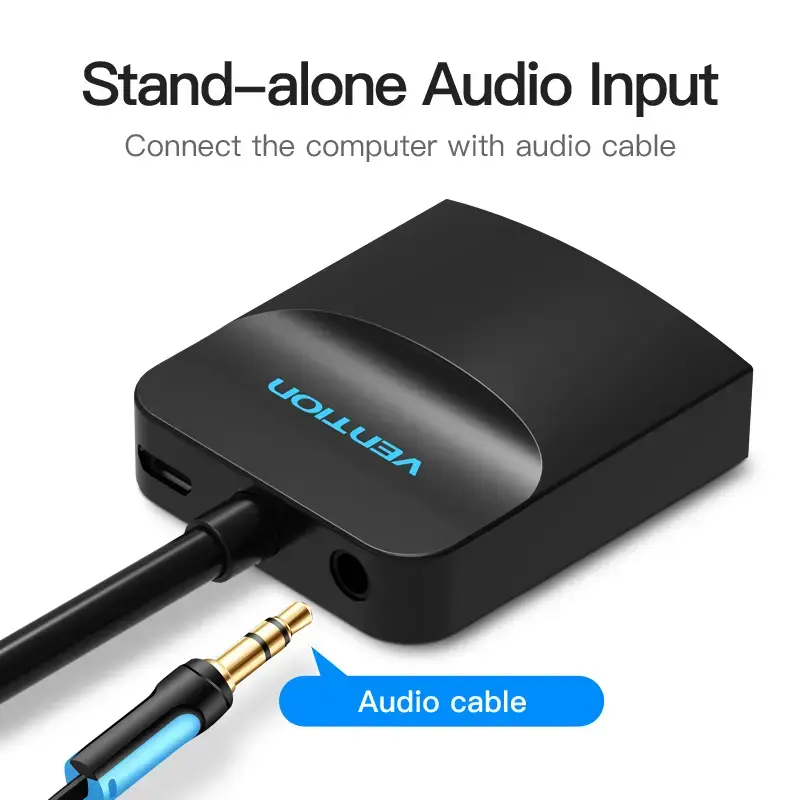 Conversor VGA para HDMI Vention 0,15 m preto VGA HDMI Micro-USB áudio