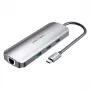 Docking station Vention multifunções USB-C para HDMI USB3.0x3 RJ45 SD TF TRRS 3,5mm PD 0,15M cinzento liga de alumínio